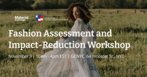Fashion Assessment and Impact-Reduction Workshop on Wednesday, November 9, image of a woman in a long white dress on a grassy field